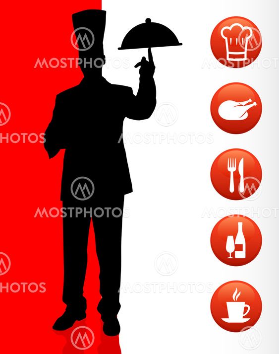 Chef with dinner icons