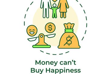 Money cant buy happiness multi color concept icon