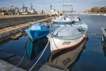 Sunset panorama of the port of Sozopol, Bulgaria