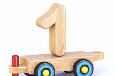 Wooden toy train font Number 1 ONE 3D