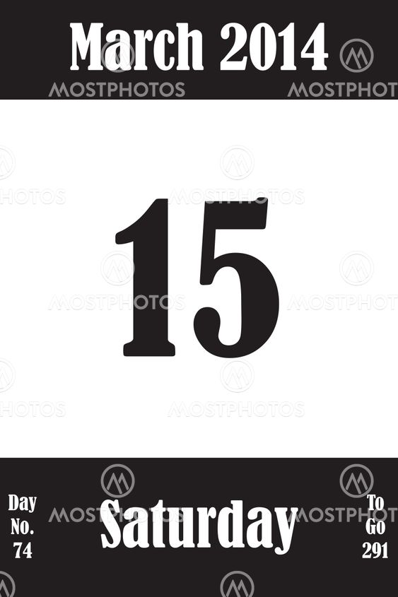 15 March 2014 Calendar Page with number of the day and...