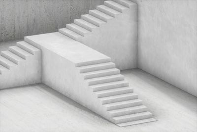 The stairway in the daylight with white background, 3d...