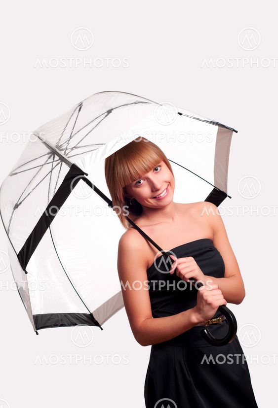 woman holding umbrella