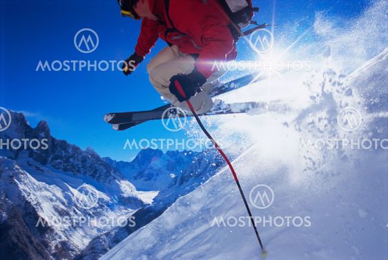 Young man skiing