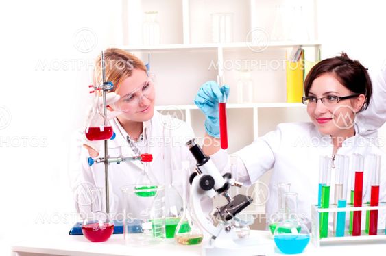 portrait of a beautiful woman chemist