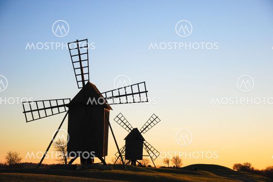 Windmills silhouettes
