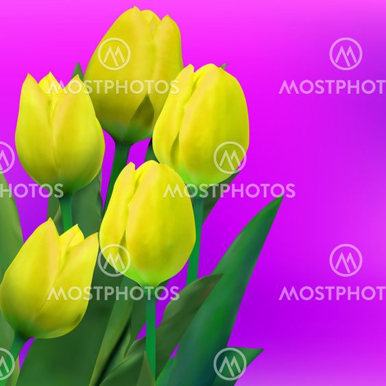 Bunch of tulip flowers on the table. EPS 8