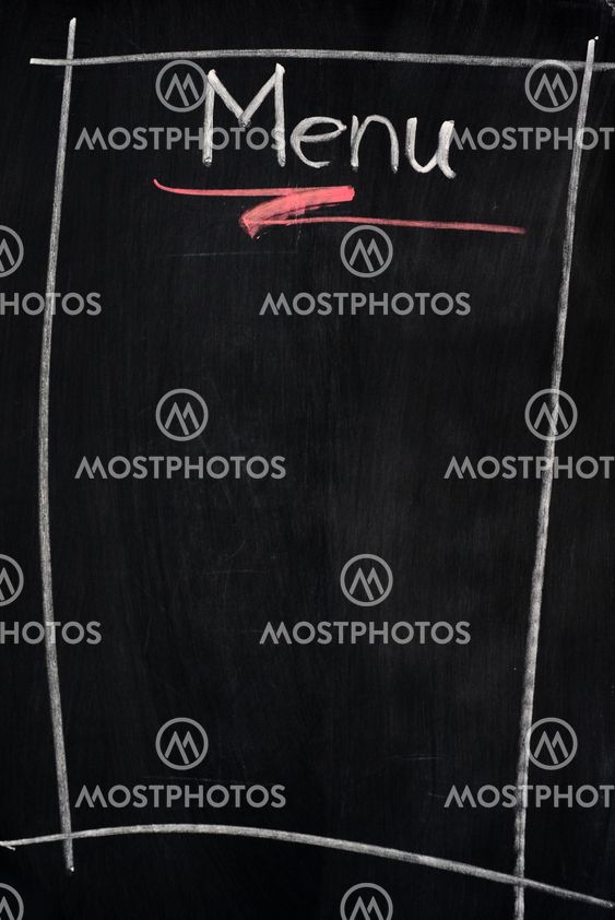 Menu written on blackboard