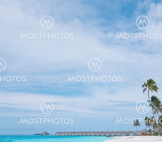 Tropical landscape on the islands and bungalows for...