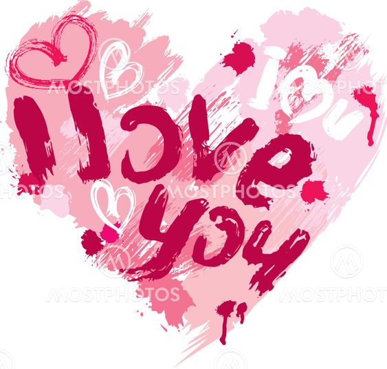 Heart shape is made of brush strokes and scribbles and...