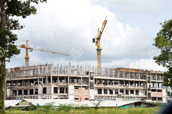 Cranes on construction site