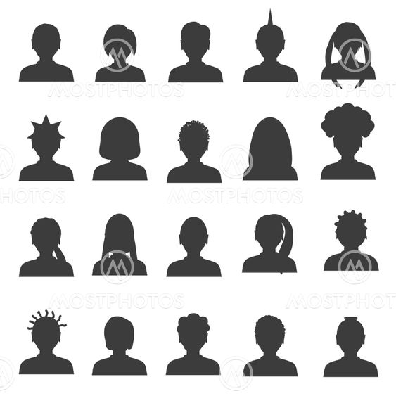 men and women head simple avatar icons set eps10