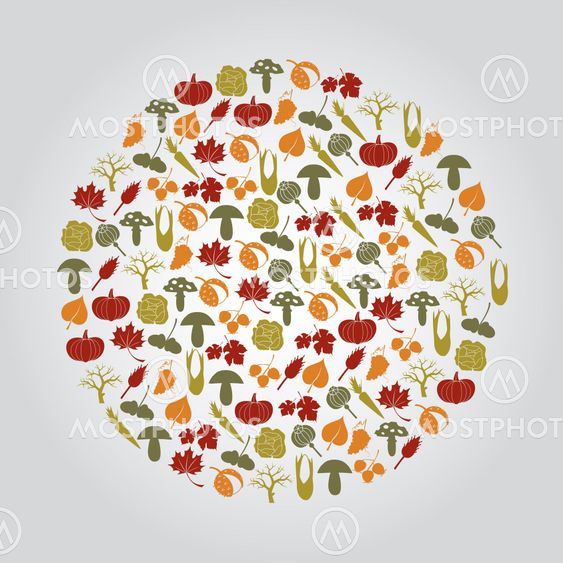 various autumn icons in circle eps10