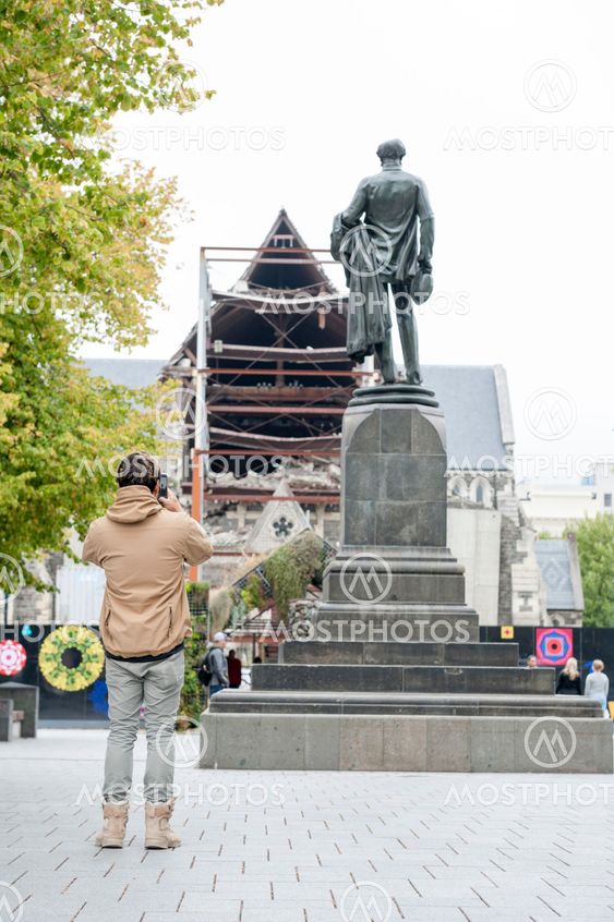 The Godley Statue situated in front of the Christchurch Cathedral at the Cathedral Square as a commemoration to John Robert Godley - the Founder of Canterbury