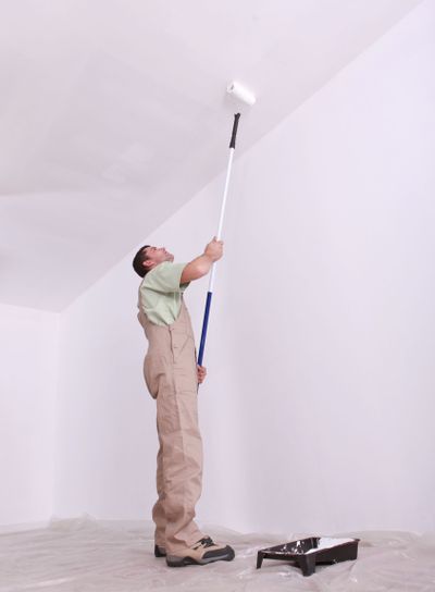 Mansard roof man painting