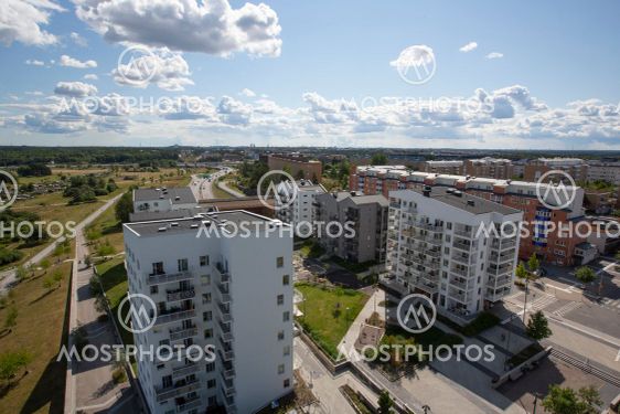Utsikt över bostadsområde i Spånga.