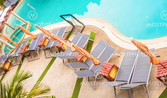 top view of beautiful swimming pool