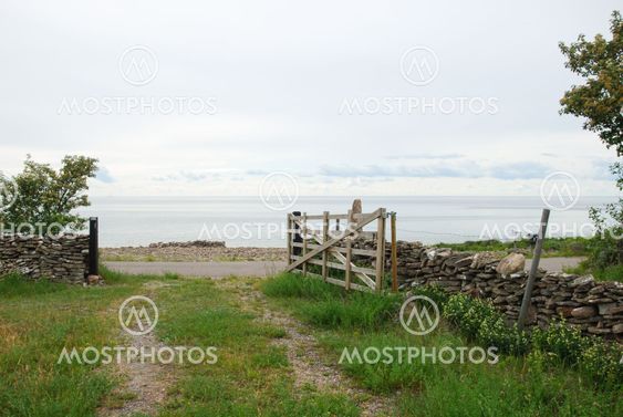 Pathway to the sea with a wooden gate