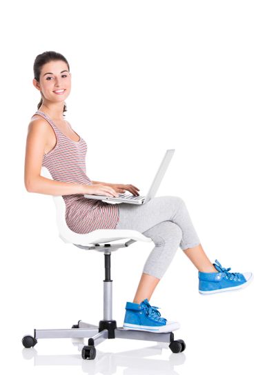 Student working on a laptop