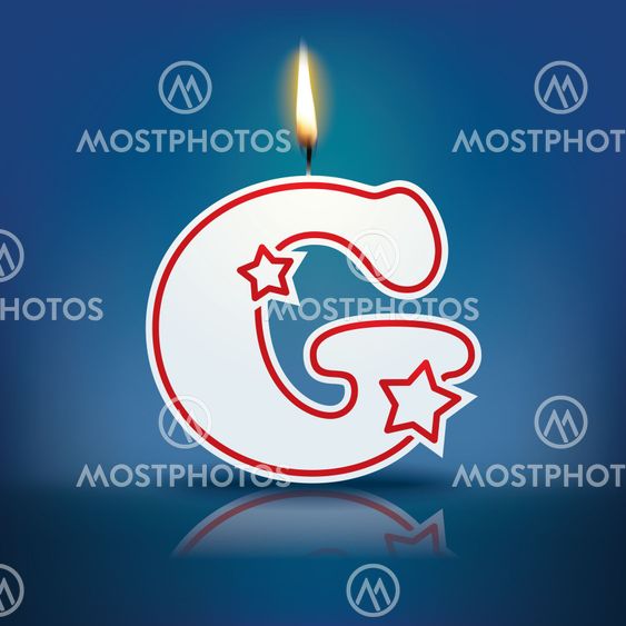 Candle letter G with flame
