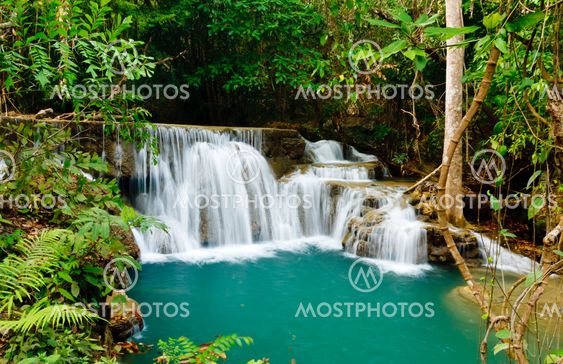 Waterfall in National Park , Kanchanaburi Province , Thailand