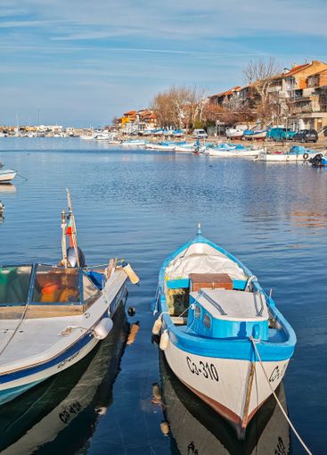 Sunset panorama of the port of Sozopol, Bulgaria