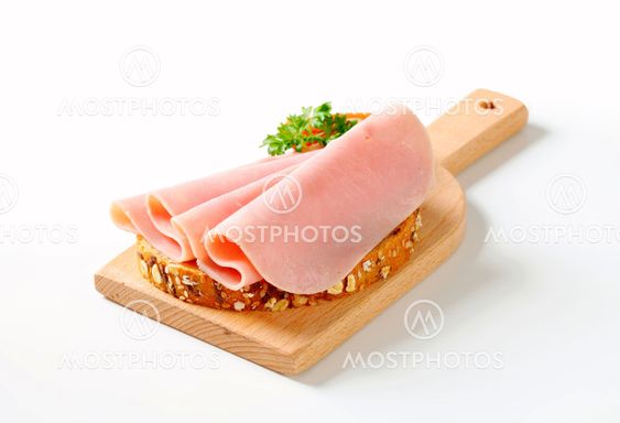 Bread with sliced ham