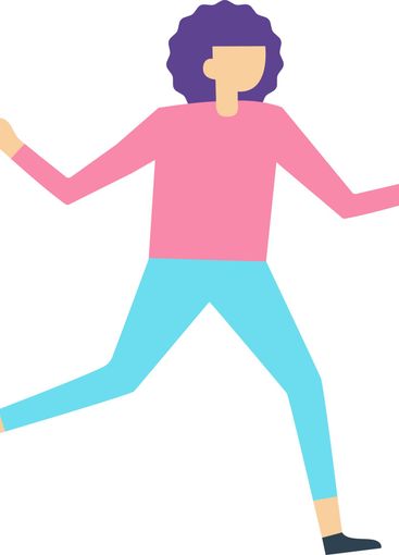 Full length illustration of a young woman running,...