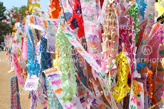 Color paper flag for Buddha worship