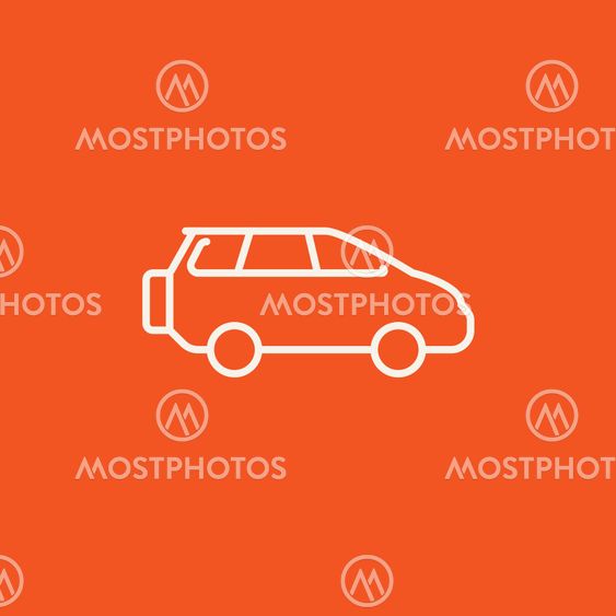 Minivan line icon.