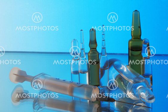 Ampoules and syringe