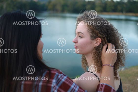 Beautiful women LGBT Lesbian Couple intimate moments....