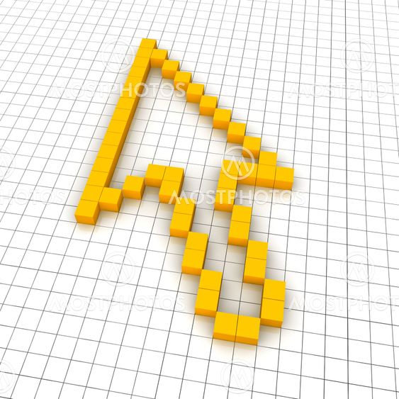 Mouse cursor 3d icon in grid
