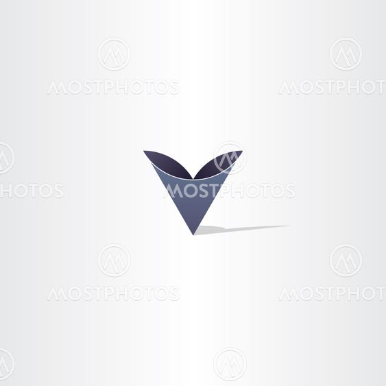 deep blue abstract letter v symbol logo
