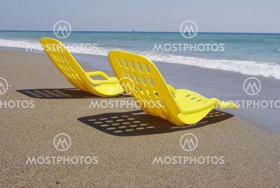 Two yellow beach chair