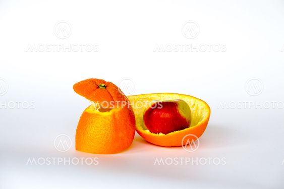 Apple inside the orange
