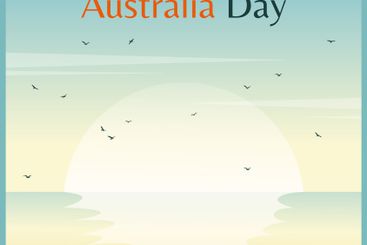 Vector Happy Australia day holiday card. Seaside...