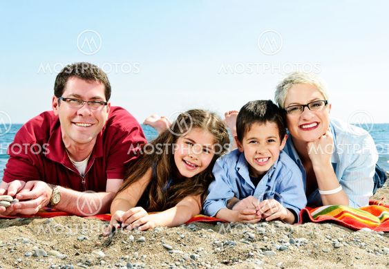 Happy family at beach