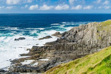 Rocky shore at Malin Head, Ireland's northernmost point,...