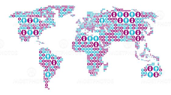 World map with male and female icons