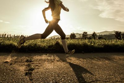 Fit woman running fast