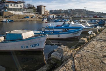 Sunset panorama of the port of Sozopol, Bulgaria