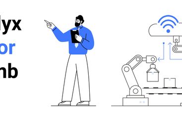 Male professional presenting smart factory automation,...