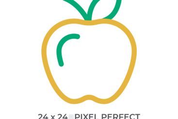 Apple with leaf colorful line ui icon