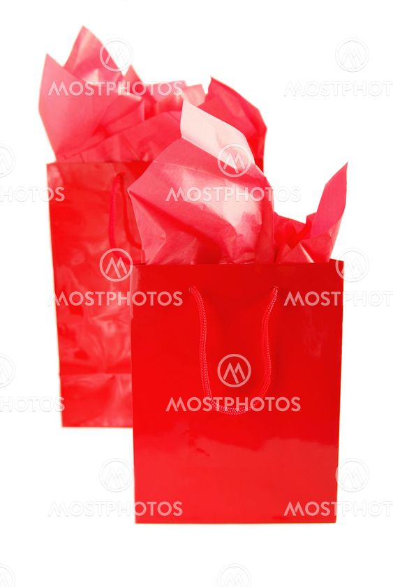 Röd shoppingväskor