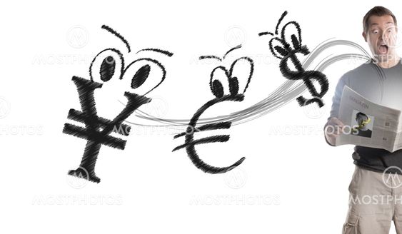 Fun Cartoon Yen , Euro, Dollar