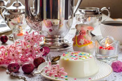 Easter pudding on a festive table.