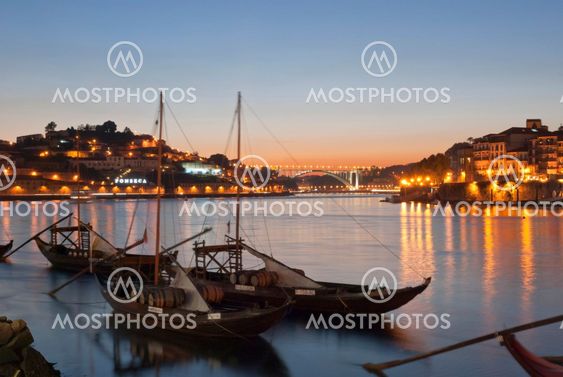 Traditional porto wine boats in Porto, Portugal