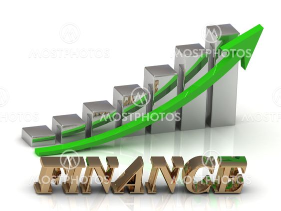 FINANCE- inscription of gold letters and Graphic growth
