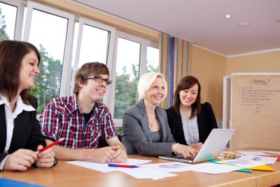 Business team working with a laptop